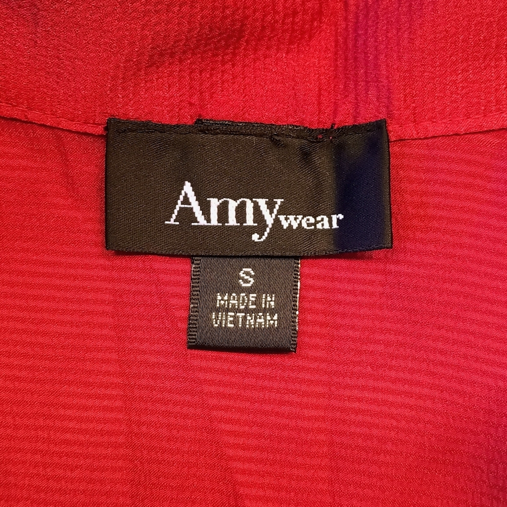 Women's Amy Wear Red Ruffle Short Sleeve Blouse Size Small - Picture 6 of 12